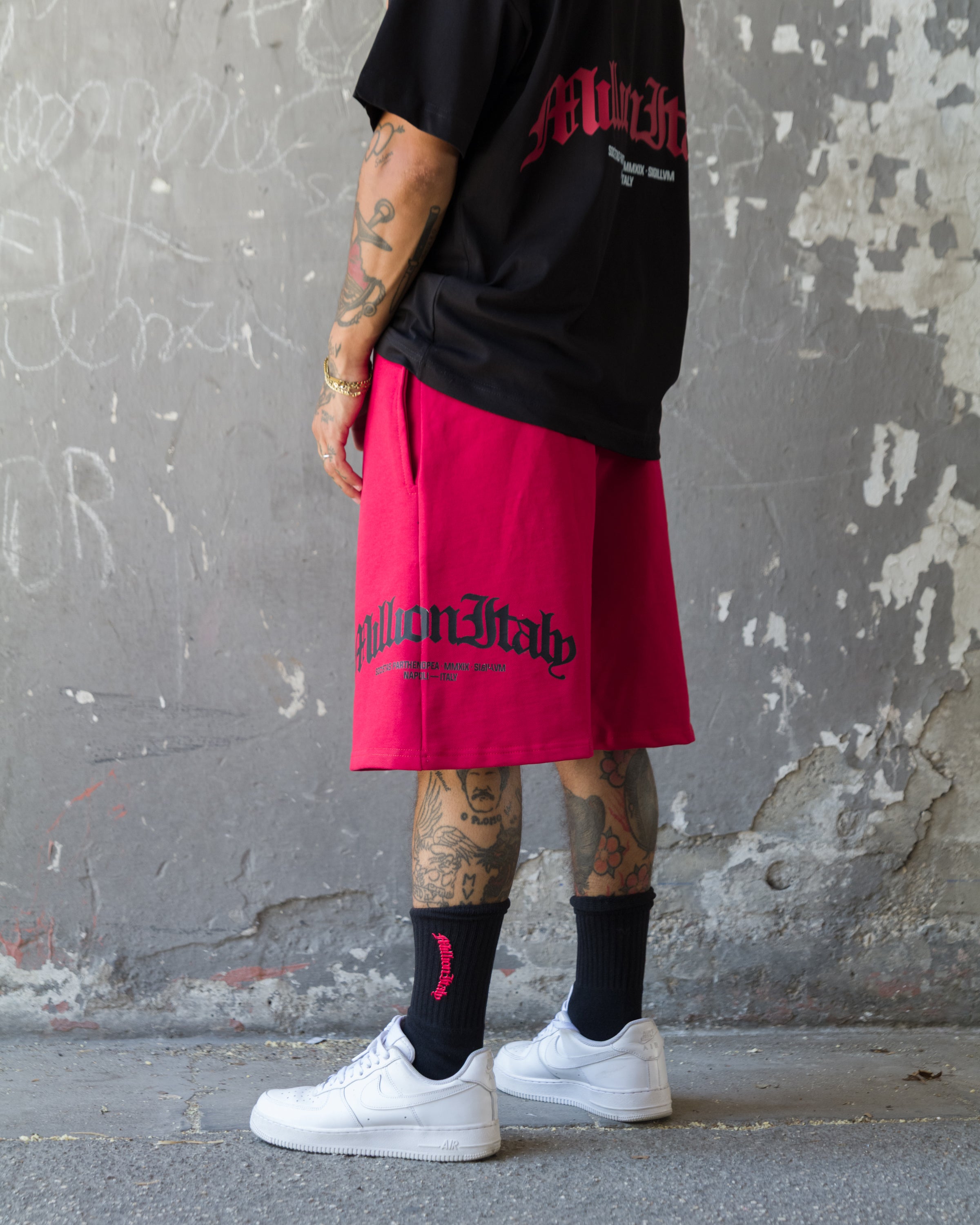 Short rouge avec logo Arche