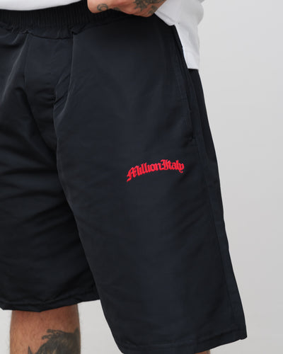 Shorts Tech Nero - Logo Rosso