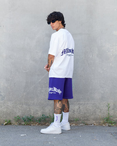 T-shirt blanche logo voûte violet