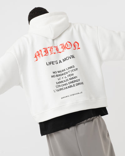 Sweat à capuche La vie est un film Blanc