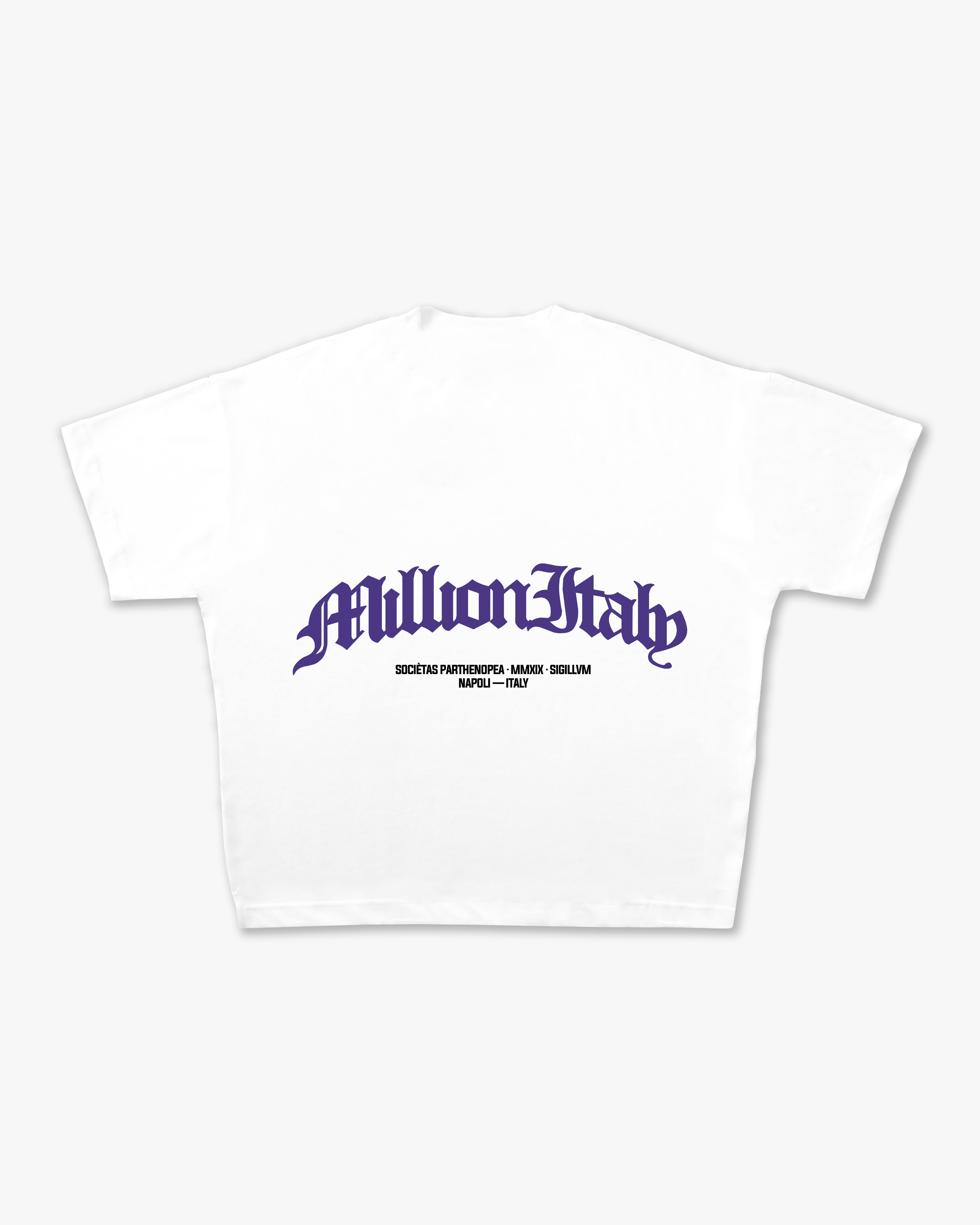 T-shirt blanche logo voûte violet