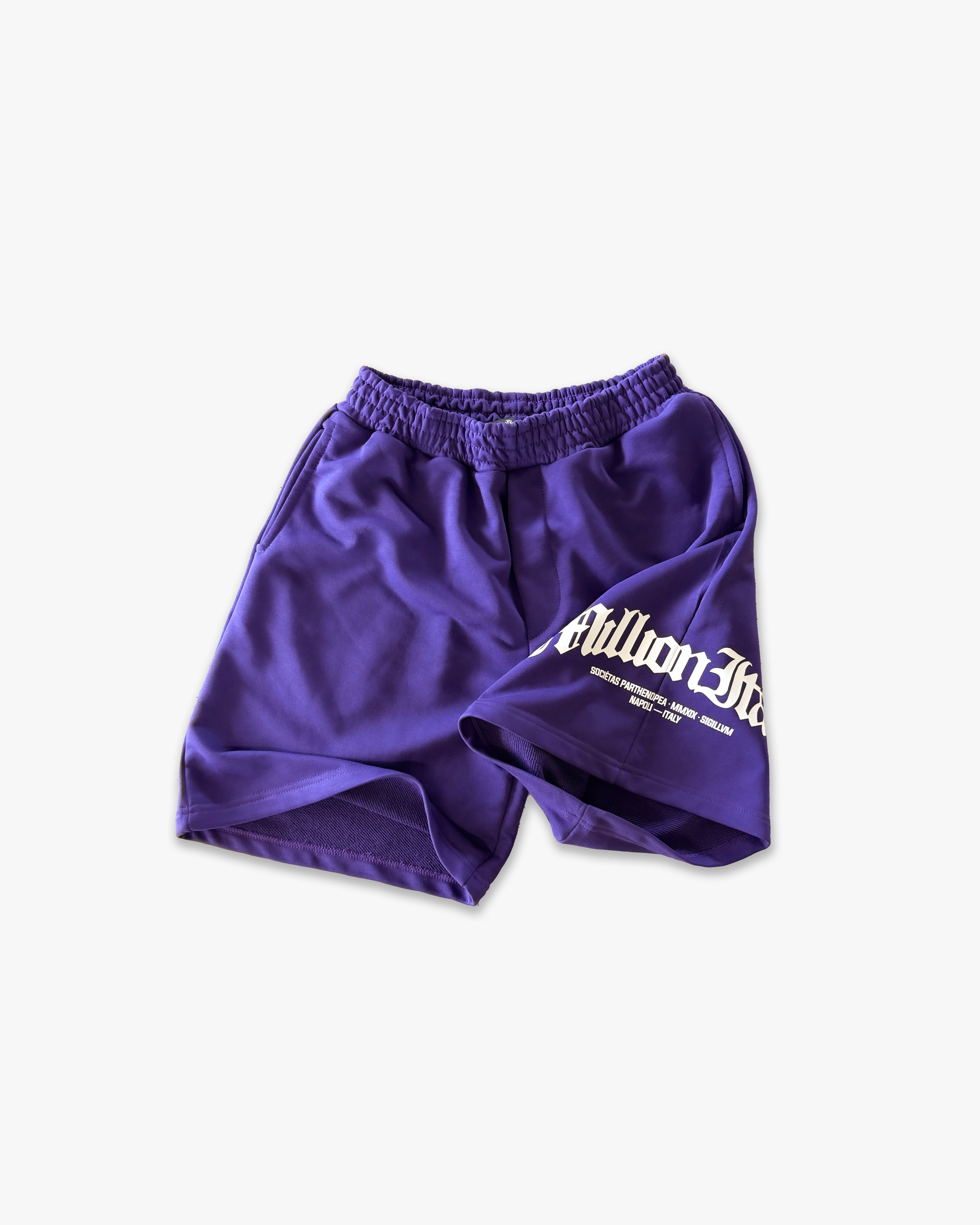 Shorts violet à logo arqué